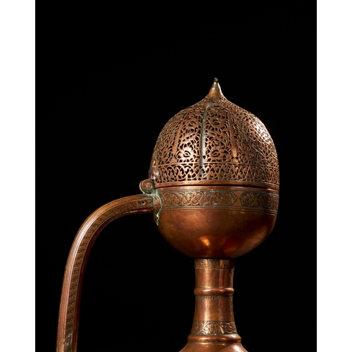 166 - A VERY FINE AND RARE 17TH CENTURY OTTOMAN TURKISH TOMBAK OPEN-WORKED COPPER INCENSE BURNER    An exc... 