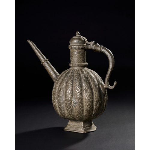 168 - A FINELY ENGRAVED 18TH CENTURY MUGHAL INDIAN TINNED COPPER EWER    An exquisite 18th century Mughal ... 