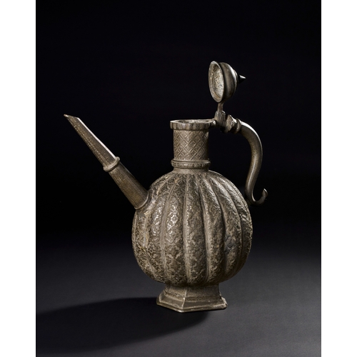 168 - A FINELY ENGRAVED 18TH CENTURY MUGHAL INDIAN TINNED COPPER EWER    An exquisite 18th century Mughal ... 