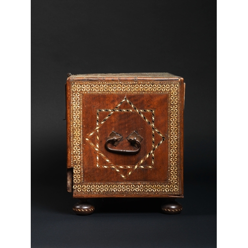 174 - A FINE NASRID OR POST-NASRID FALL-FRONT WOODEN CABINET, SPAIN, LATE 15TH/16TH CENTURY This elegantly... 