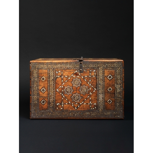 174 - A FINE NASRID OR POST-NASRID FALL-FRONT WOODEN CABINET, SPAIN, LATE 15TH/16TH CENTURY This elegantly... 