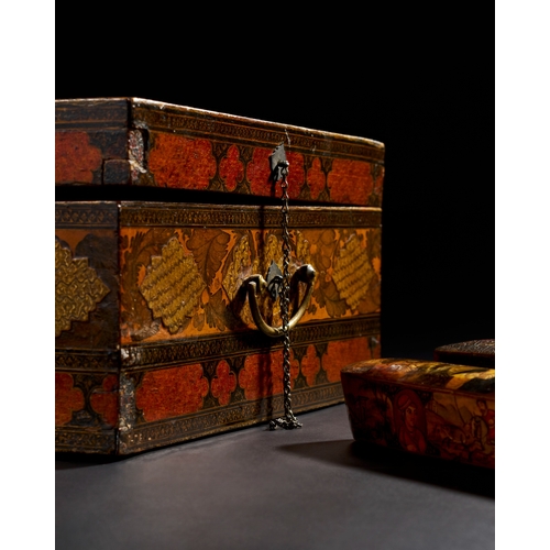 178 - ASSORTED QAJAR LACQUERED PAPIER-MACHE BOX AND PEN CASES ASSORTED QAJAR LACQUERED PAPIER-MACHE BOX AN... 