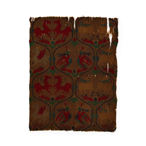 209 - A SOGDIAN SILK SAMITE FRAGMENT WITH WINGED HORSES, CENTRAL ASIA, 7TH-9TH CENTURY A SOGDIAN SILK SAMI... 