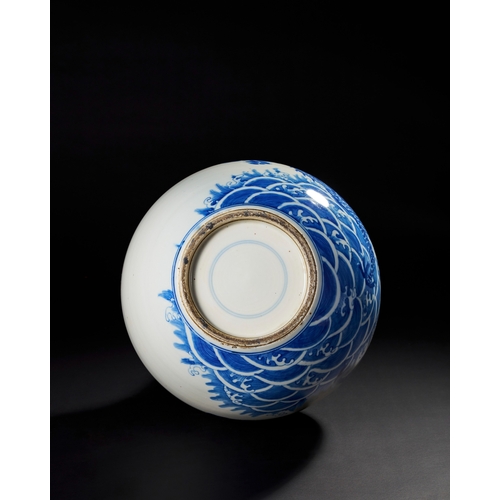 218 - A CHINESE BLUE AND WHITE 'DRAGON AND PHOENIS' GLOBULAR VASE, LATE QING, 19TH - 20TH CENTURY A CHINES... 