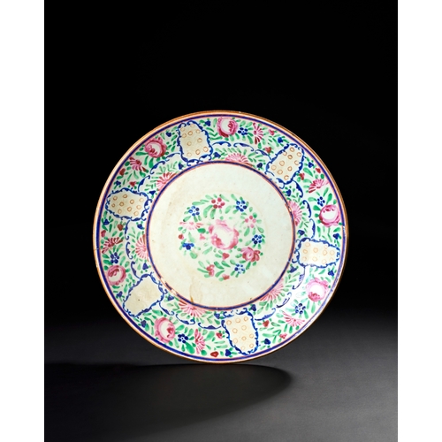 222 - A CHINESE EXPORTS FAMILLE ROSE CHARGER, 18TH CENTURY A CHINESE EXPORTS FAMILLE ROSE CHARGER, 18TH CE... 