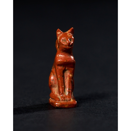 5 - AN EGYPTIAN JASPER CAT AMULET, LATE PERIOD TO PTOLEMAIC PERIOD, 664-30 B.C. Egyptian cat amulet, car... 