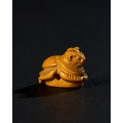 79 - AN ANCIENT EGYPTIAN JASPER STONE IN THE FORM OF A SEATED ANIMAL ON A SCARAB AN ANCIENT EGYPTIAN JASP... 