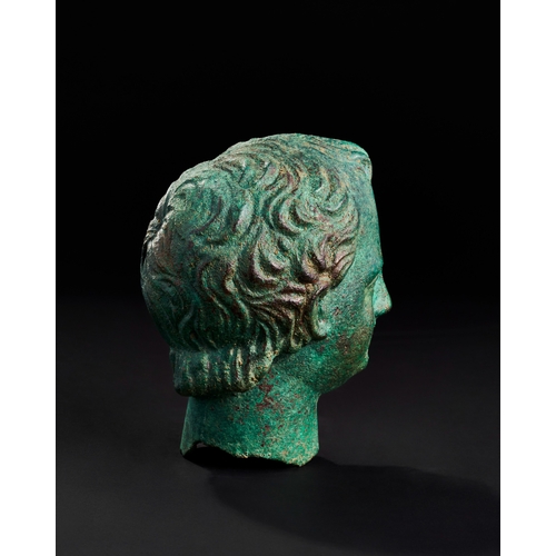 15 - A BRONZE ROMAN HEAD OF A YOUTH, 2ND CENTURY A.D. OR LATER



An exceptional bronze head of a youth, ... 