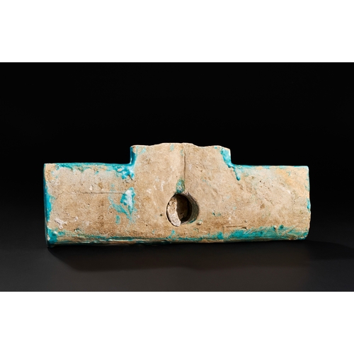 150 - A KASHAN TURQUOISE GLAZED POTTERY BORDER TILE, 12TH-13TH CENTURY  A turquoise-glazed pottery border ... 