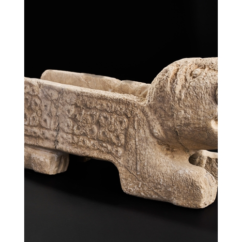 171 - A SPANISH CARVED MARBLE WATER SPOUT IN THE FORM OF A LION, 11TH-13TH CENTURY  A Spanish carved marbl... 