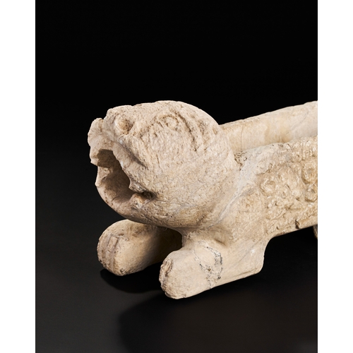 171 - A SPANISH CARVED MARBLE WATER SPOUT IN THE FORM OF A LION, 11TH-13TH CENTURY  A Spanish carved marbl... 