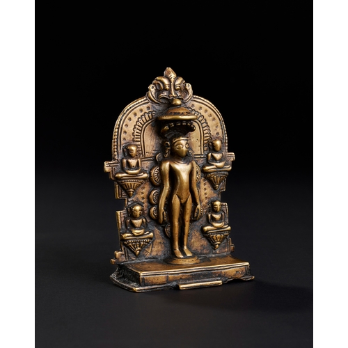 174 - A FINE 17TH - 18TH CENTURY SOUTH INDIAN BRONZE JAIN SHRINE  A finely crafted South Indian bronze Jai... 