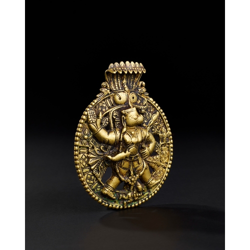 176 - LARGE 18TH CENTURY SOUTH INDIAN BRASS HANUMAN PENDENT LARGE 18TH CENTURY SOUTH INDIAN BRASS HANUMAN ... 