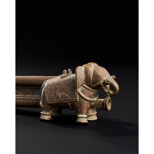 178 - AN INDIAN MUGHAL BRONZE PEN BOX WITH ELEPHANT SHAPED INKWELL, 18TH - 19TH CENTURY  AN INDIAN MUGHAL ... 