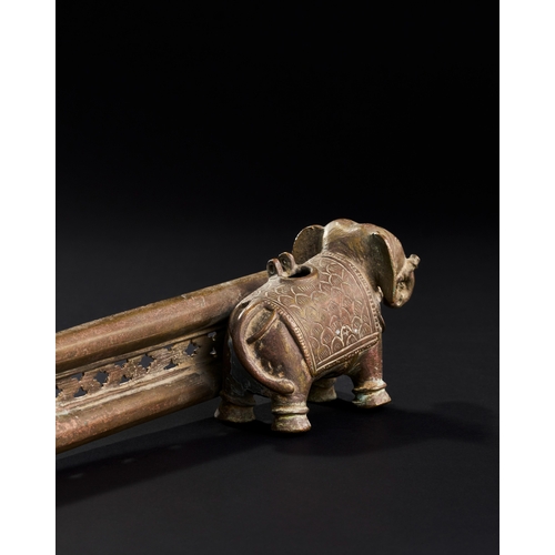 178 - AN INDIAN MUGHAL BRONZE PEN BOX WITH ELEPHANT SHAPED INKWELL, 18TH - 19TH CENTURY  AN INDIAN MUGHAL ... 