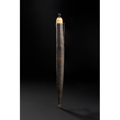 181 - A FINE GOLD INALID DAGGER WITH A MAN SHAPED WALRUS HILT, PERSIA, 19TH CENTURY  A 19th-century Persia... 