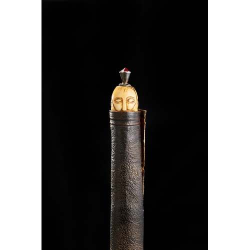 181 - A FINE GOLD INALID DAGGER WITH A MAN SHAPED WALRUS HILT, PERSIA, 19TH CENTURY  A 19th-century Persia... 