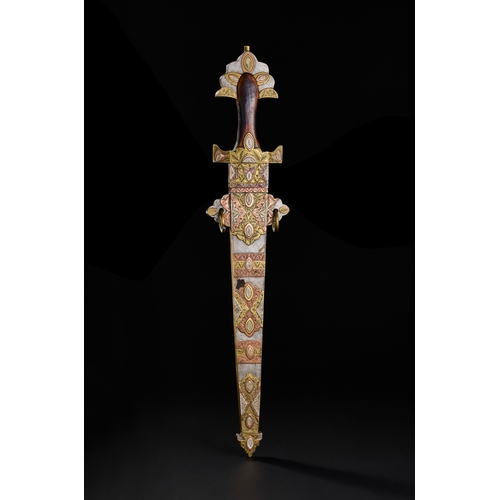 194 - A LARGE NORTH AFRICAN TUAREG SILVER, COPPER AND BRASS INALID SWORD, 19TH CENTURY  A19th-century Nort... 