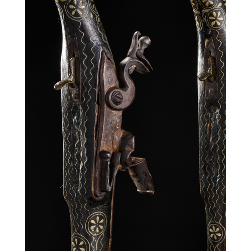 195 - A PAIR OF OTTOMAN FLINTLOCK PISTOLS, 19TH CENTURY, TURKEY
 A PAIR OF OTTOMAN FLINTLOCK PISTOLS, 19TH... 