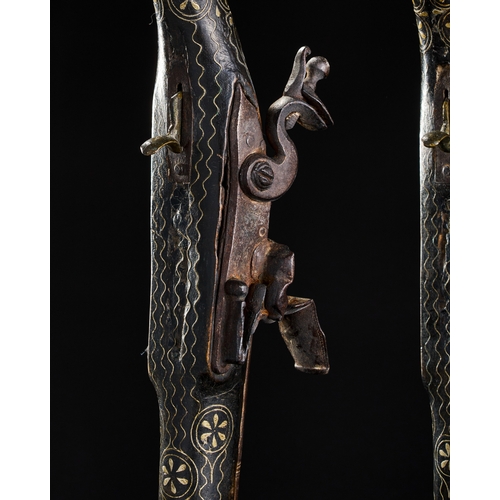 195 - A PAIR OF OTTOMAN FLINTLOCK PISTOLS, 19TH CENTURY, TURKEY
 A PAIR OF OTTOMAN FLINTLOCK PISTOLS, 19TH... 