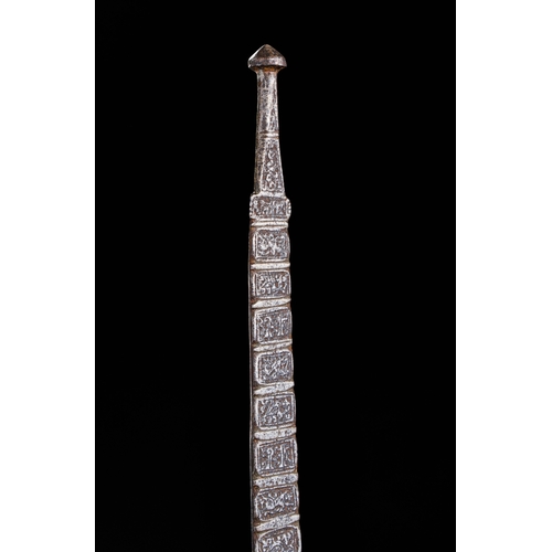 196 - A RARE SELJUK ENGRAVED IRON LIDLE WITH KUFIC CALLIGRAPHY AND MYTHICAL CREATURES, PERSIA, 11TH - 12TH... 