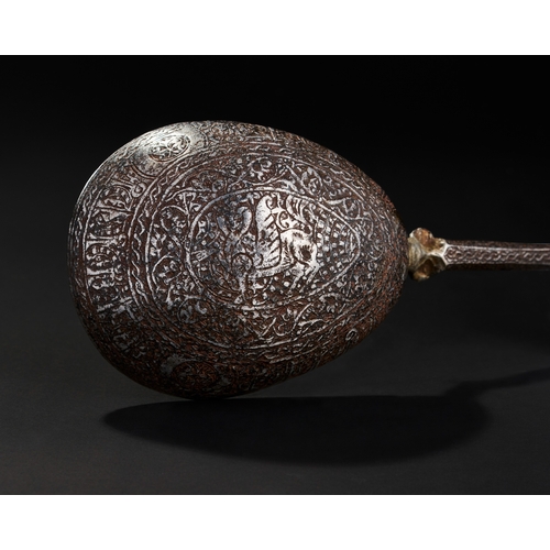 196 - A RARE SELJUK ENGRAVED IRON LIDLE WITH KUFIC CALLIGRAPHY AND MYTHICAL CREATURES, PERSIA, 11TH - 12TH... 