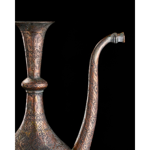 235 - AN ENGRAVED COPPER EWER AND BASIN,PERSIA, 19TH CENTURY A 19th-century Safavid Revival copper ewer an... 