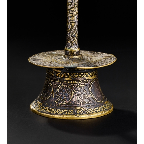 243 - A VENETO SARACENIC STYLE ITALIAN CANDLE STICK FOR THE ISLAMIC MARKET  A VENETO SARACENIC STYLE ITALI... 