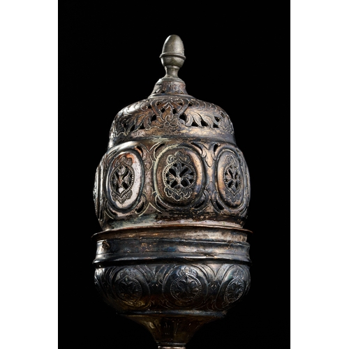 244 - A 19TH CENTURY GILT COPPER  AND SILVER TOMBAK INCENSE BURNER, OTTOMAN, TURKEY  
  A 19TH CENTURY GIL... 