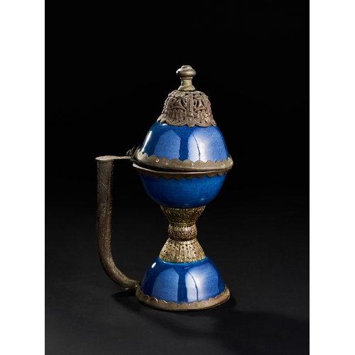 246 - AN OTTOMAN METAL MOUNTED AND CHINESE PORCELAIN INCENSE BURNER, 18TH CENTURY  AN OTTOMAN METAL MOUNTE... 