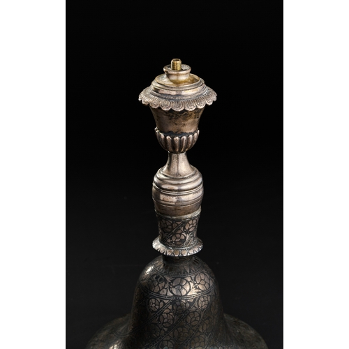 260 - A SILVER OTTOMAN TOP WITH SILVER BIDRI HUQQA BASE, 19TH CENTURY  A SILVER OTTOMAN TOP WITH SILVER BI... 