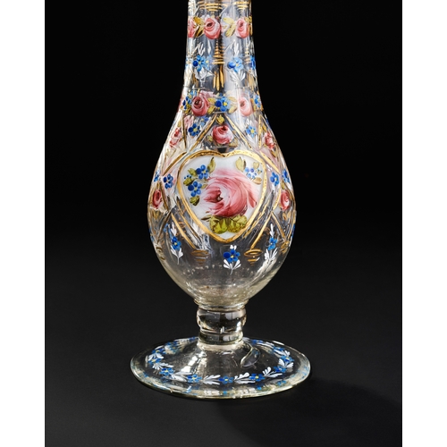 273 - AN OTTOMAN TURKISH ENAMELLED AND GILDED GLASS BEYKOZ HUQQA BASE, 19TH CENTURY  AN OTTOMAN TURKISH EN... 