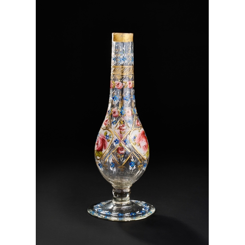 273 - AN OTTOMAN TURKISH ENAMELLED AND GILDED GLASS BEYKOZ HUQQA BASE, 19TH CENTURY  AN OTTOMAN TURKISH EN... 