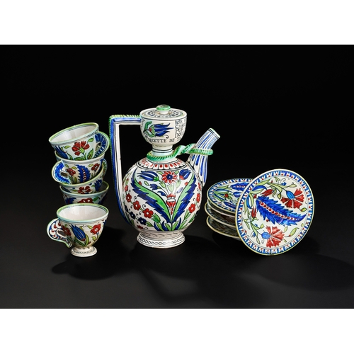 278 - AN ORIENTALIST ITLIAN CANTAGALLI IZNIK SYLT COFFE SET, 19TH CENTURY AN ORIENTALIST ITLIAN CANTAGALLI... 