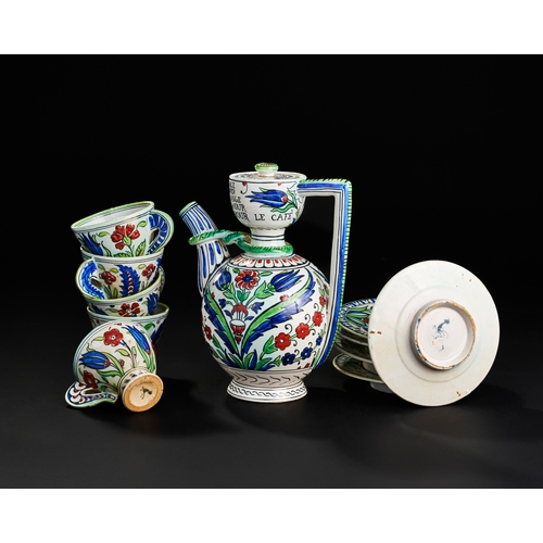 278 - AN ORIENTALIST ITLIAN CANTAGALLI IZNIK SYLT COFFE SET, 19TH CENTURY AN ORIENTALIST ITLIAN CANTAGALLI... 