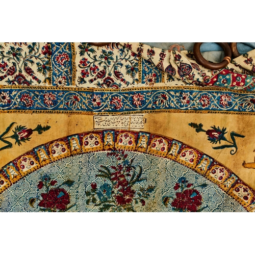 284 - A PAIR OF QAJAR QALAMKARI CURTAINS, SIGNED HAJI ABDUL VAHAB IBN HAJI MUHAMMAD, AH 1310 A PAIR OF QAJ... 