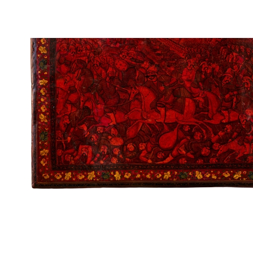 286 - A LARGE LACQUERED PAPIER MACHE PANEL, QAJAR PERSIA, 19TH CENTURY  A LARGE LACQUERED PAPIER MACHE PAN... 