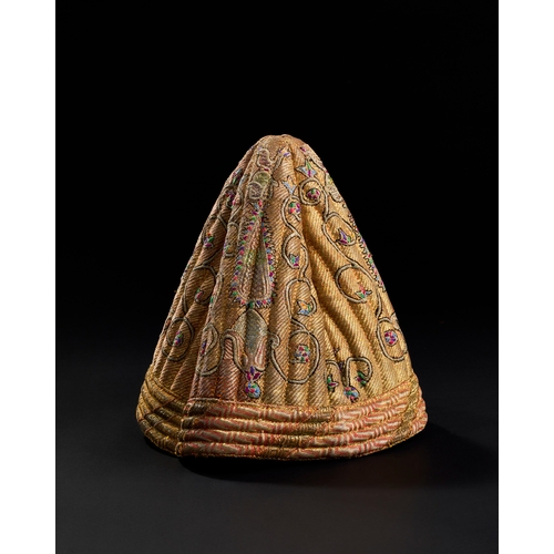 292 - A METAL THREAD DERVISH HAT, 19TH CENTURY  A METAL THREAD DERVISH HAT, 19TH CENTURY  
 
H: 18.5c... 