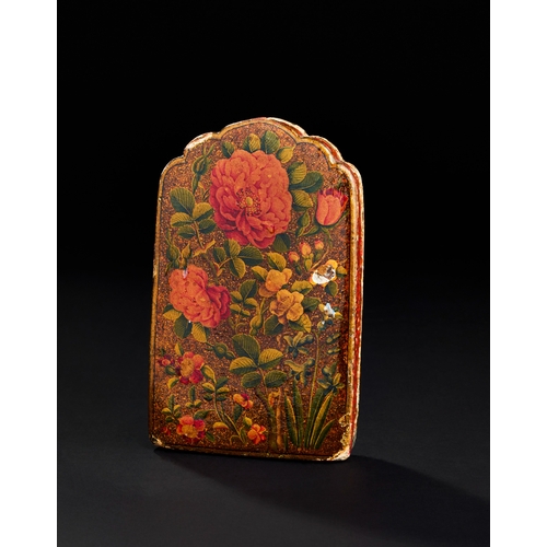 295 - A LACQUERED PAPIER MACHE MIRROR AND COVER, 19TH CENTURY  A LACQUERED PAPIER MACHE MIRROR AND COVER, ... 