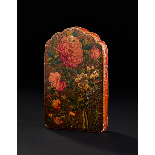 295 - A LACQUERED PAPIER MACHE MIRROR AND COVER, 19TH CENTURY  A LACQUERED PAPIER MACHE MIRROR AND COVER, ... 