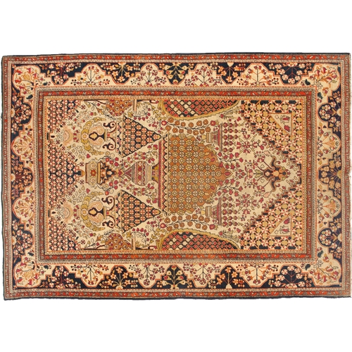 342 - ANTIQUE WOOL KASHAN RUG, 206 X 133CM 
 Antique Kashan rug with “Haj Khanoumi” design. It is rare to ... 