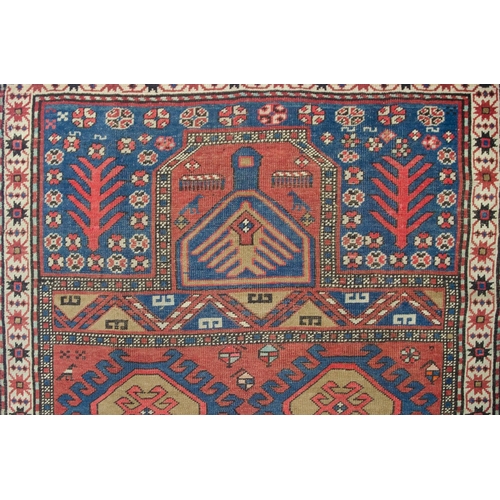 350 - ANTIQUE KARABAGH RUG 127x105CM Antique Karabagh rug with Mehrab design. This is an unusual prayer ru... 