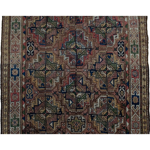 352 - ANTIQUE GHOOCHAN RUG, 211 X 142CM With cream border and the outer light yellow guard border pick up ... 