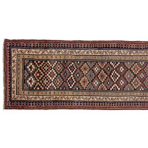 358 - VINTAGE SHAHSAVAN RUNNER/RUG, 405 X 103CM Unusual Shahsavan runner from Saveh. The different bands o... 