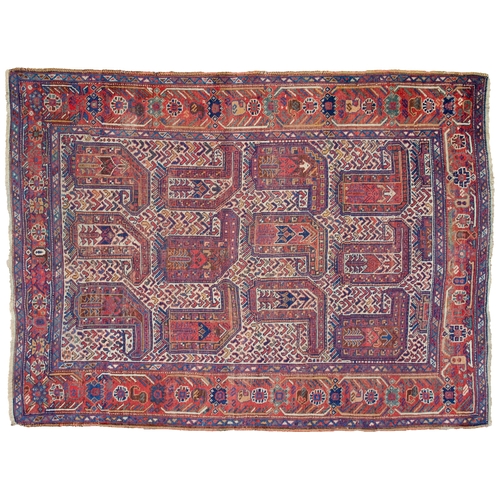 362 - ANTIQUE WOOL KHAMSEH RUG, 178 X 134CM Khamseh rug from the Qashqai Tribes, with the cream grounds ar... 