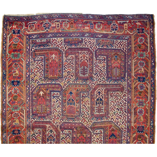 362 - ANTIQUE WOOL KHAMSEH RUG, 178 X 134CM Khamseh rug from the Qashqai Tribes, with the cream grounds ar... 