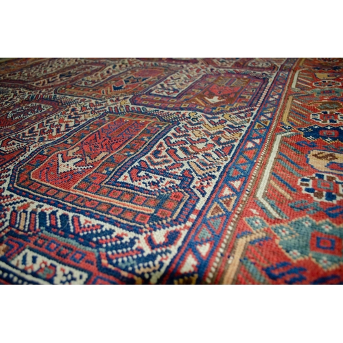 362 - ANTIQUE WOOL KHAMSEH RUG, 178 X 134CM Khamseh rug from the Qashqai Tribes, with the cream grounds ar... 