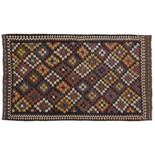 364 - VINTAGE QASHQAI KILIM, 260 X 153CM A finely woven kilim with very fine jijim finishes at both ends.&... 