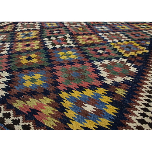 364 - VINTAGE QASHQAI KILIM, 260 X 153CM A finely woven kilim with very fine jijim finishes at both ends.&... 