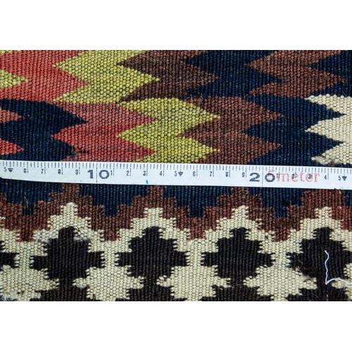 364 - VINTAGE QASHQAI KILIM, 260 X 153CM A finely woven kilim with very fine jijim finishes at both ends.&... 